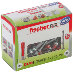 FISCHER DÜBEL 538257 Duopower 10 x 80 S - VPE=10ST Duopower mit Schraube  Verpackungseinheit:10ST