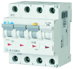 EATON 120652 FI/LS-Schalter Typ A  6kA B 16A/3pol+N/30mA  4TE MRB6-16/3N/B/003-A Verpackungseinheit:1ST